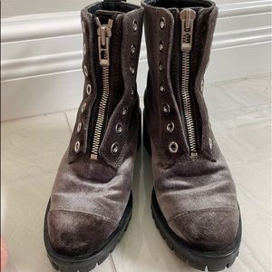 3.1 Phillip Lim Velvet Combat Boots